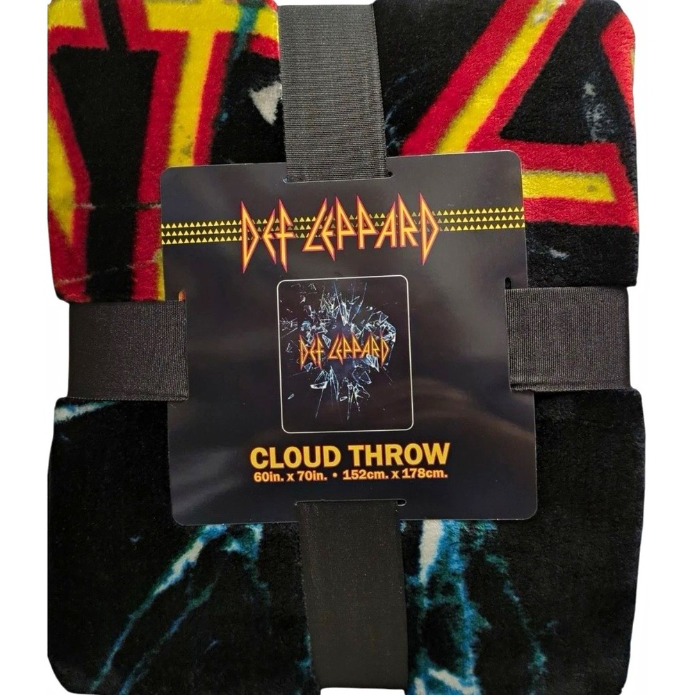 Def Leppard Graphic Print Throw Blanket Black Red Yellow Blue 60x70